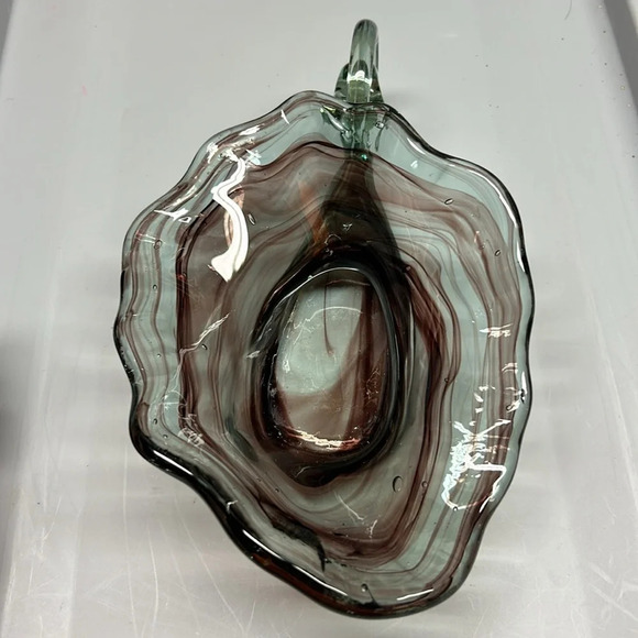 Vintage Hand Blown Swirl Art Glass Purple Hued Centerpiece Bowl Decor - Picture 2 of 5